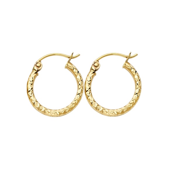 Diamond-Cut Hinge Small Hoop Earrings - 14K Yellow